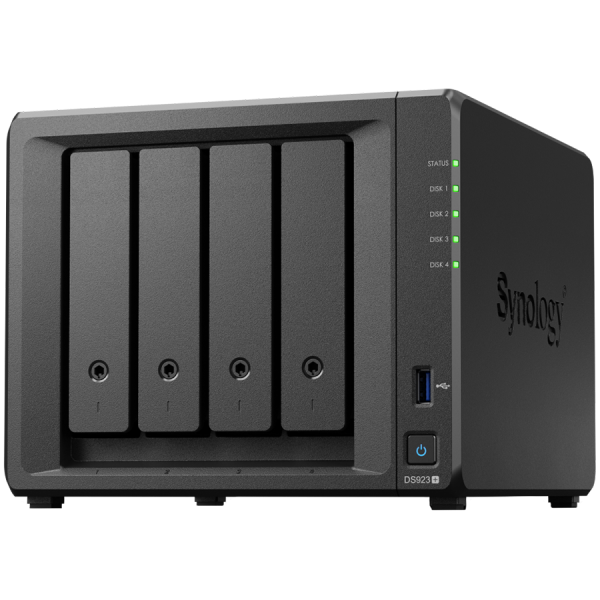 Synology DiskStation DS923+, Tower, 4-Bays 3.5'' SATA HDD/SSD, 2 x M.2 2280 NVMe SSD slot, CPU AMD R1600 2-core 2.6 (base) / 3.1