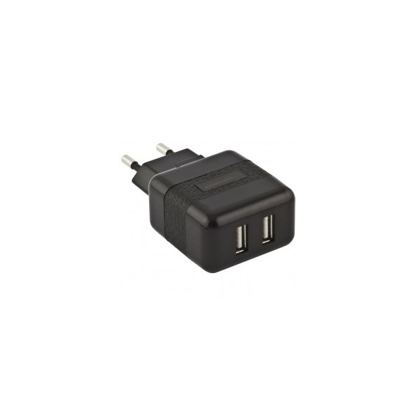 USB punjac ESPERANZA CHARGER,  Dual USB, AC 100-240V, 5V/2,1A, black, EZ114