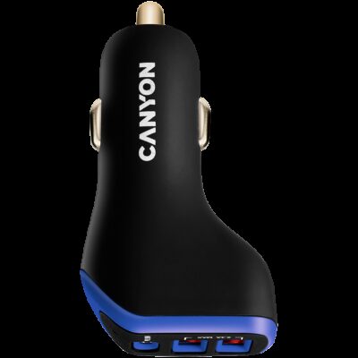 CANYON car charger C-08 PD 18W USB-C 2USB-A Black