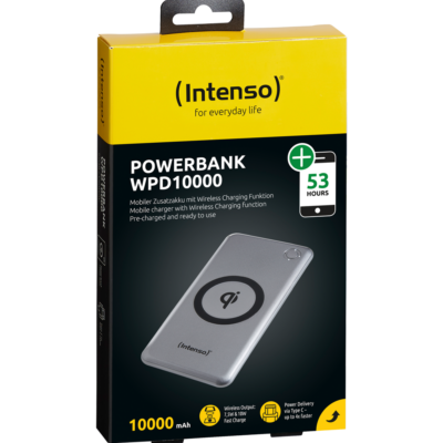 (Intenso) Prijenosni punjač za mobitele i tablete 10000mAh, bežični – POWERBANK WPD10000 silver