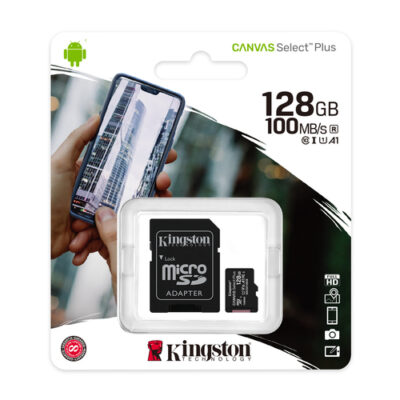 Kingston microSD 128GB Class10Canvas Select Plus100MBs Read,Class 10 UHS-I