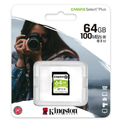 Kingston SD 64GB Class 10Canvas Select Plus100MBs Read,Class 10 UHS-I