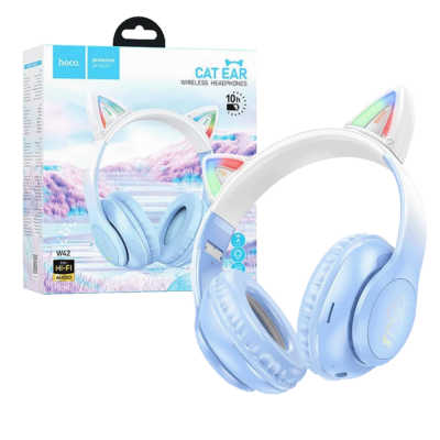 hoco. Slušalice bežične sa mikrofonom, Bluetooth – W42 Cat Ears, Crystal Blue