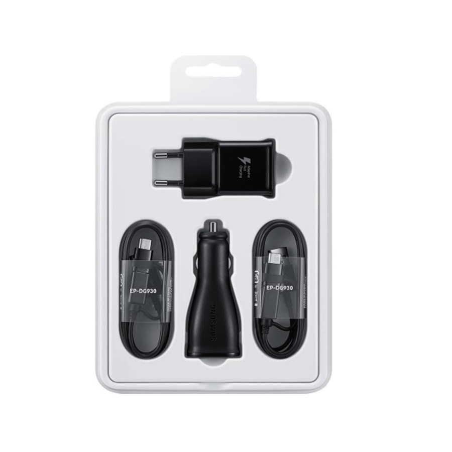 Punjač i auto punjač set SAMSUNG ORG. sa microUSB i Type-C kablom Fast Charge power pack EP-U3100WBEGWW crni