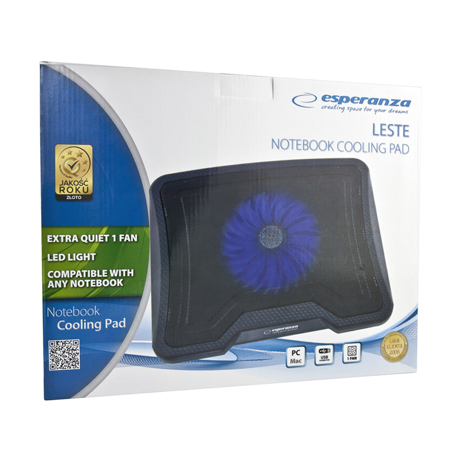 Postolje za notebook ESPERANZA LESTE, 15,6, ventilator, LED, USB hub, EA143