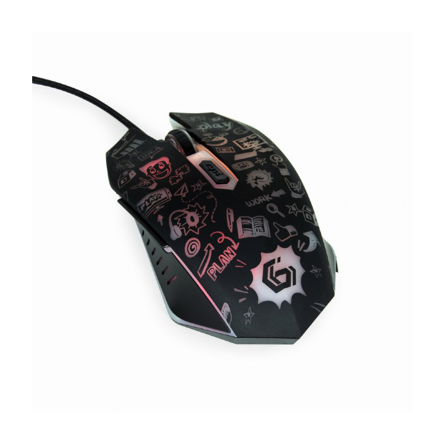 Miš GEMBIRD 6-button optical LED mouse, black, MUS-6B-GRAFIX-01, optical, USB