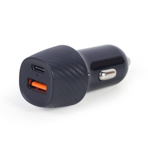 USB punjač za auto GEMBIRD, fast charger 2-port USB-A + Type-C PD, 18 W, black, TA-U2QC3-CAR-02