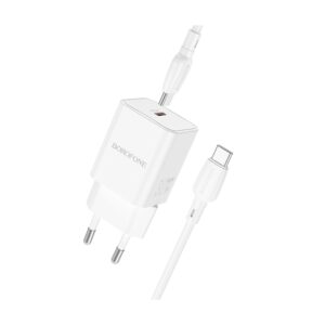 USB punjač sa kablom 1m Type-C to Type-C BOROFONE BN13 Safety PD30W single-port set white