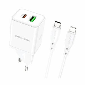 USB punjač sa kablom 1m Type-C to iPhone/lightning BOROFONE BN7 PD20W+QC3.0 set white