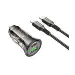 Auto Punjač sa kablom 1m Type-C to iPhone/lightning BOROFONE BZ26A Shadow PD43W USB + Type-C car set transparent black