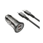 Auto Punjač sa kablom 1m Type-C to iPhone/lightning BOROFONE BZ26B Discovery PD45W 2xType-C car set transparent black