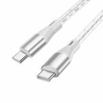 USB kabal BOROFONE BX96 Ice crystal 60W, 3A silicone charging data cable 1m, Type-C to Type-C gray