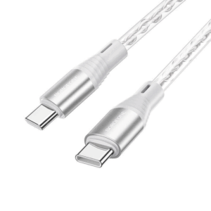 USB kabal BOROFONE BX96 Ice crystal 60W, 3A silicone charging data cable 1m, Type-C to Type-C gray