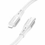 USB kabal BOROFONE BX88 Solid PD silicone charging data cable 1m, 20W for iPhone/lightning white