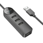 USB HUB + GLAN Ethernet Adapter BOROFONE DH6 Erudite 4-in-1, USB3.0x3 +RJ45 black