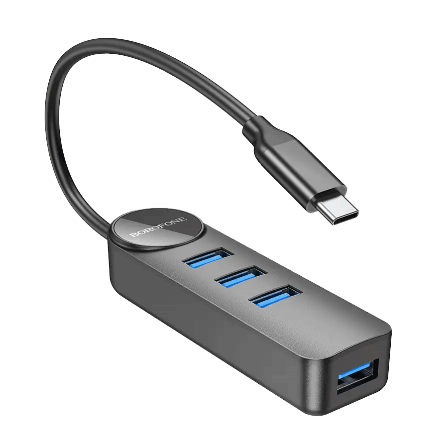 USB HUB Type-C BOROFONE DH5 Erudite 4 port black, USB3.0