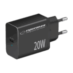 USB punjač Type-C fast charger, ESPERANZA QUICK POWER CHARGER 20W USB-C PD, BLACK, EZC104K