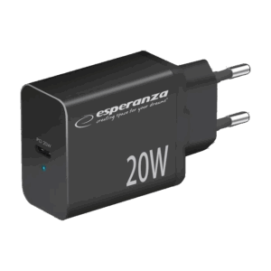 USB punjač Type-C fast charger, ESPERANZA QUICK POWER CHARGER 20W USB-C PD, BLACK, EZC104K