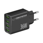 USB punjač 4xUSB-A, ESPERANZA  QUICK POWER CHARGER 36W 4x USB-A QC 3.0 18W, EZC107K