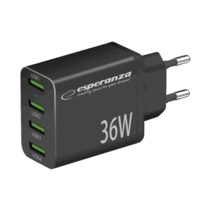 USB punjač 4xUSB-A, ESPERANZA  QUICK POWER CHARGER 36W 4x USB-A QC 3.0 18W, EZC107K