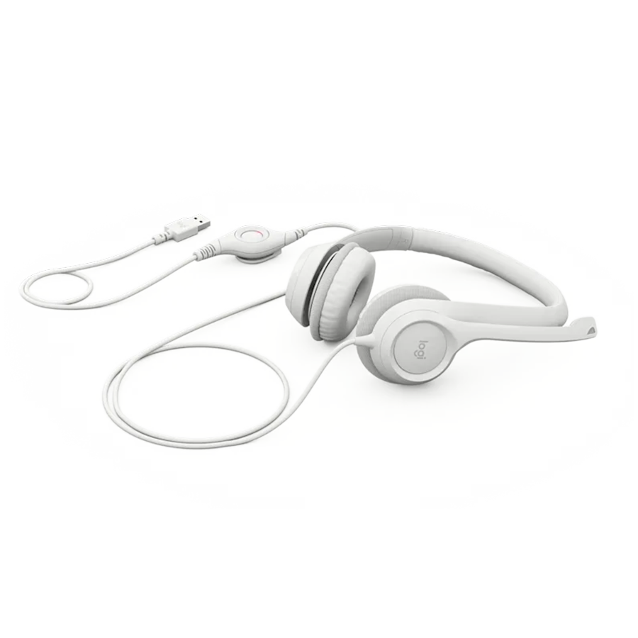 Slušalice sa mikrofonom, Logitech H390, USB, Noise-canceling Rotating microphone, Off-White, 981-001286