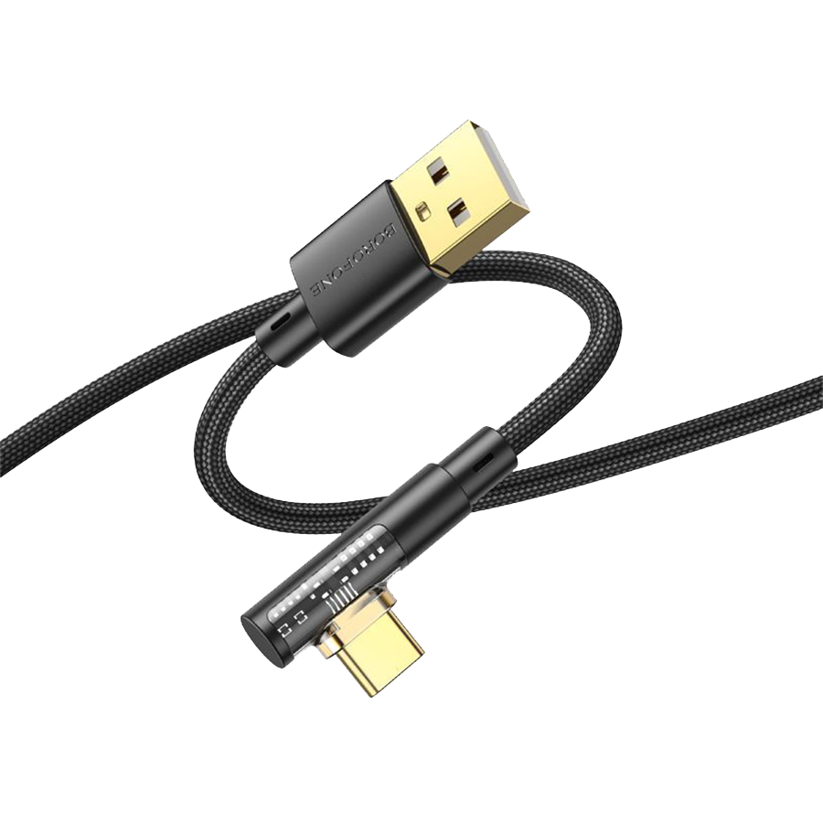 USB kabal BOROFONE BU39 Rio Transparent Discovery Edition charging data cable Type-C black 1,2m, 2,4 A