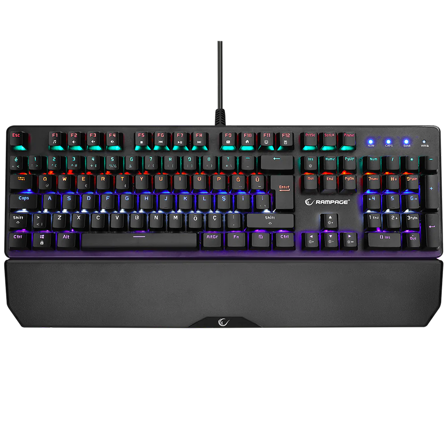 Tastatura gaming RAMPAGE KB-R86 UMBRA Black USB Rainbow Illuminated Red Switch US Layout Mechanical, 40385