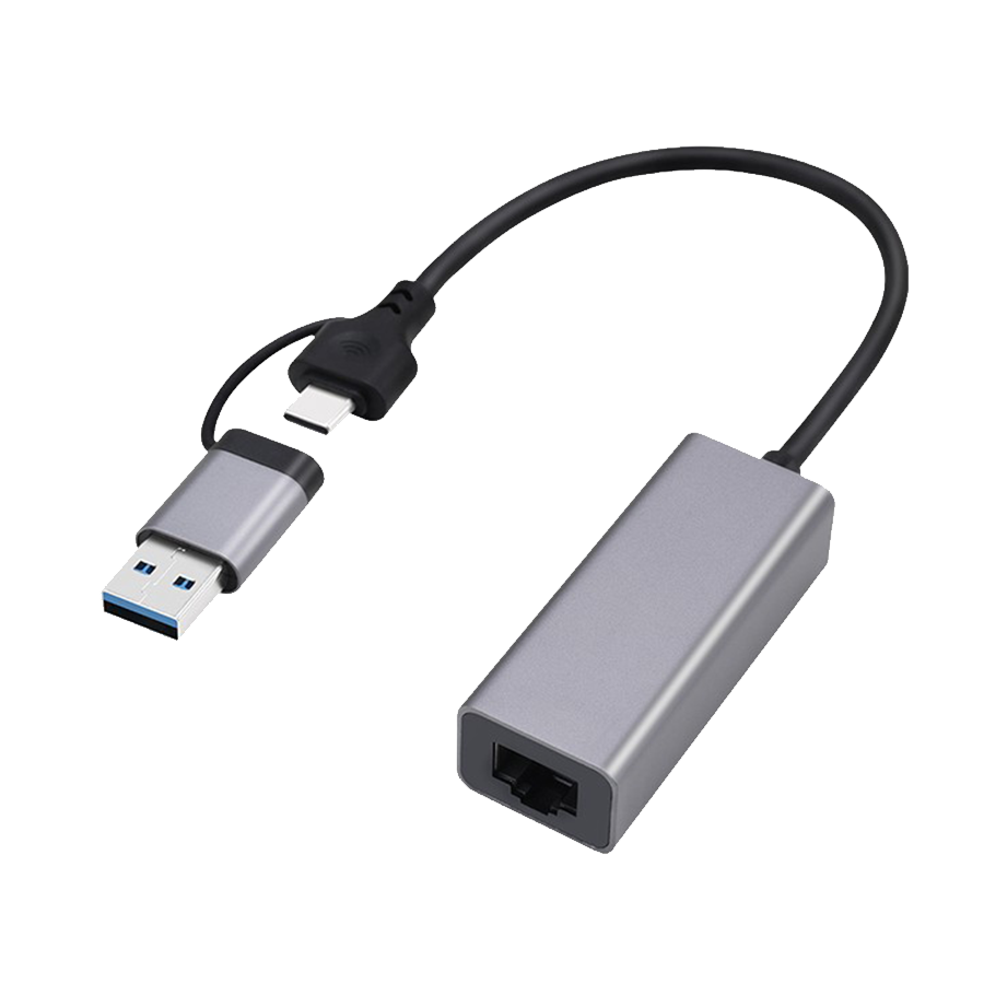 USB-A + Type-C to Ethernet LAN 2.5Gb GEMBIRD USB 3.1 + type-C Gigabit network adapter, space grey, A-USB3AC-LAN2G-01