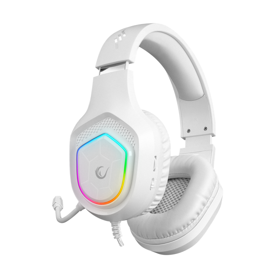 Slušalice sa mikrofonom gaming RAMPAGE RM-K90 VECTOR white, RGB LED 3,5 mm