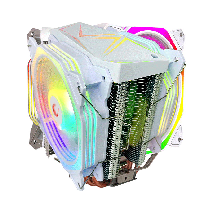 CPU hladnjak RAMPAGE OCTAGON C60 White 57CFM 1800RPM 2x12cm ARGB AM5/LGA1700 Compatible Air Cooled CPU Fan