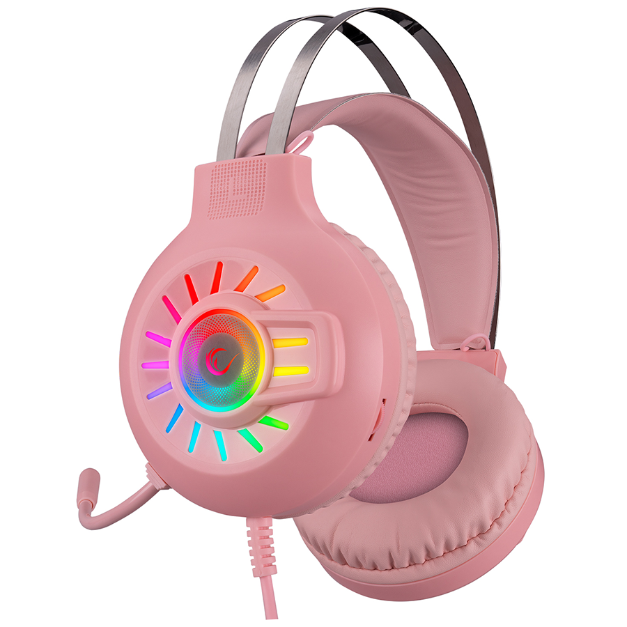Slušalice sa mikrofonom gaming RAMPAGE RM-K44 ZENGIBAR Pink 7.1 Surround RGB Light Effect, 36019