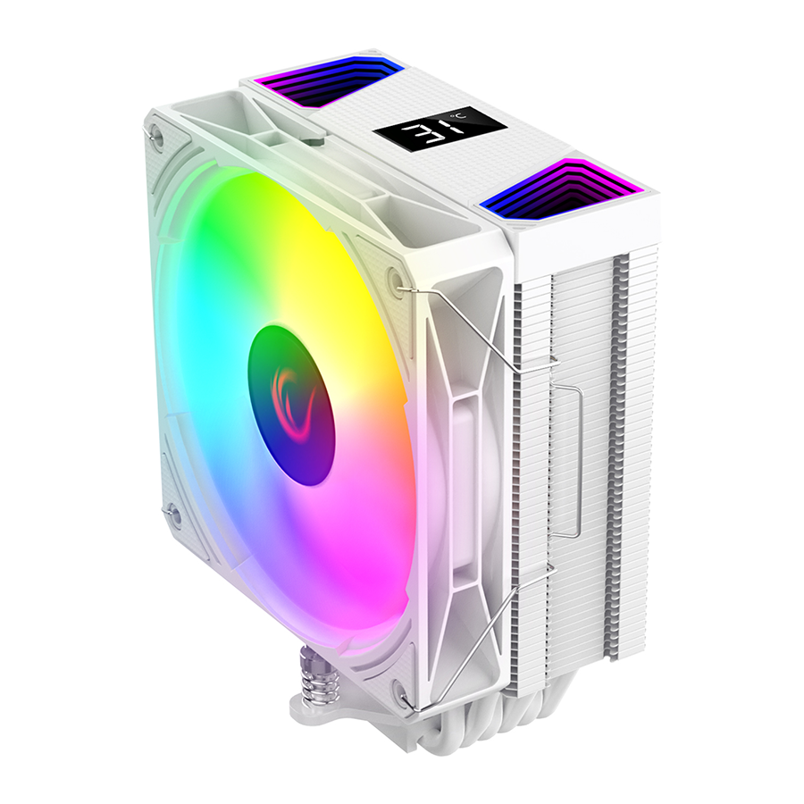 CPU hladnjak RAMPAGE OCTAGON C70 White 63CFM 12cm ARGB Temperature Display AM5/LGA1700 Compatible Air Cooled CPU Fan 41403
