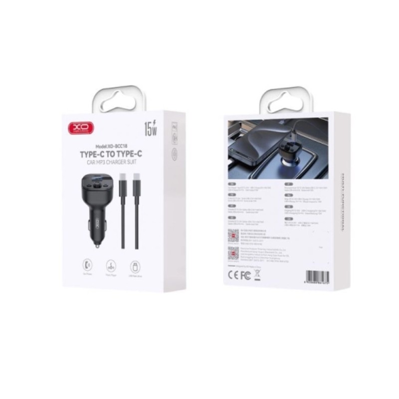 Auto drzac XO BCC18 Bluetooth MP3 + punjac 3A Type-C ulaz