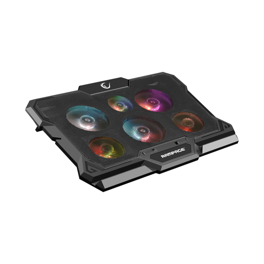 Postolje za notebook gaming RAMPAGE AD-RC10 X-GUST black,ventilator 6x, Rainbow, 35084 - Image 2