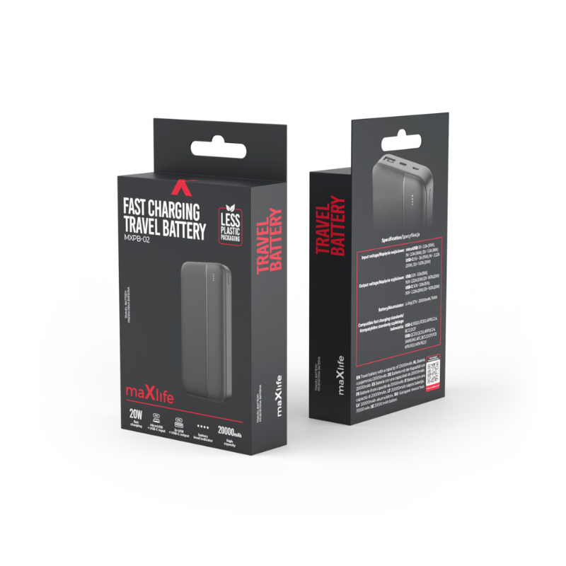 Power Bank Maxlife MXPB-02 PD QC 20W 20000 mAh Black