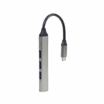 USB HUB GEMBIRD 4-port Type-C GEMBIRD (USB3 x 1 port, USB2 x 3 ports), silver, UHB-CM-U3P1U2P3-03