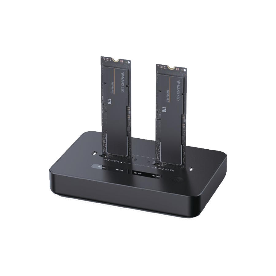 Postolje za dva M.2 SATA & NVME SSD drive docking station, black GEMBIRD, Type-C, DD2-U3M2