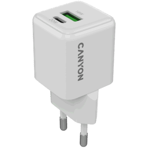 CANYON charger CU20AC GaN 20W 1xPD 1xQC EU White