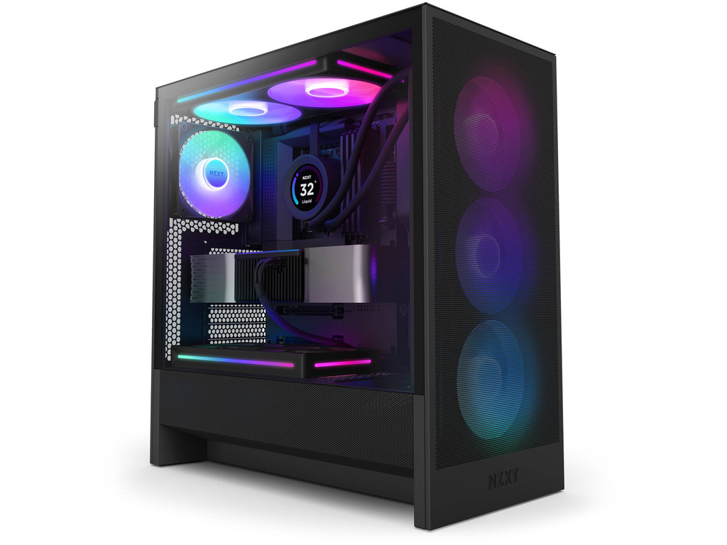 NZXT H5 Flow Black RGB mini-ITX, Micro-ATX, ATX, Mid-tower, 4x F120Q Fans