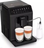 Krups EA897B10 Evidence Eco Design.Potpuno automatski aparat za kafu. 15 postavki za pripremu napitaka.OLED touch-screen kontrolni display.Automatski ciklus ispiranja parne mlaznice.Ekstra veliki spremnik vode i spremnik za zrna kafe.