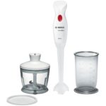 BOSCH štapni mixer MSM14200 CleverMixx; Boja: BIJELA/CRVENA;  400W;  QuattroBlade: 4 krila; Noga za miješanje: PLASTIC;  Univerzalna sjeckalica; Praktična posuda za miješanje/mjerenje;BPA Safe; Ergonomska ručka