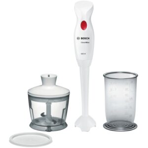 BOSCH štapni mixer MSM14200 CleverMixx; Boja: BIJELA/CRVENA;  400W;  QuattroBlade: 4 krila; Noga za miješanje: PLASTIC;  Univerzalna sjeckalica; Praktična posuda za miješanje/mjerenje;BPA Safe; Ergonomska ručka