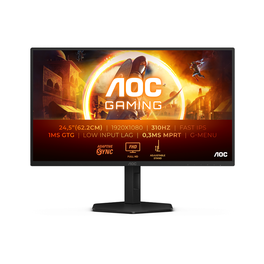 Monitor AOC Gaming 25G4SXU 24.5″ Fast IPS, 1920×1080, 310Hz (OC), 0.3ms MPRT (1ms GtG), 400cd/m2, 1000:1, Adaptive Sync, G-Sync Compatible, HDR400