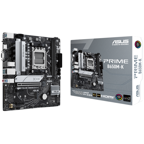 ASUS PRIME B650M-K AM5 mATX MB – AMD B650 2xDIMM
