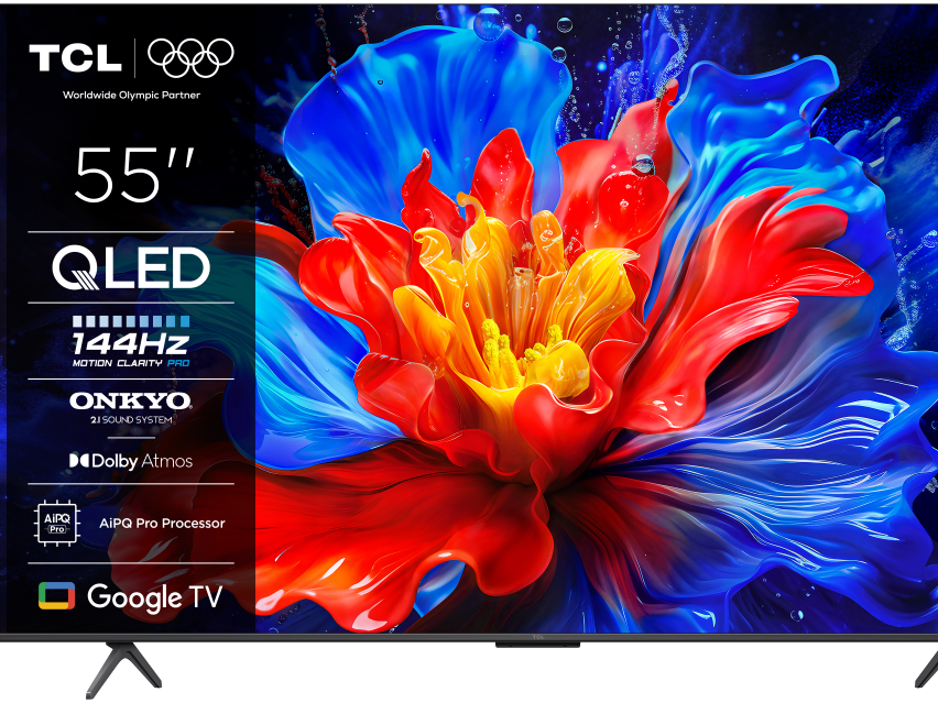 TCL 55″P8K 4K QLED TV 144HzGoogle TV; Motion Clarity Pro;Game Master; Onkyo 2.1;