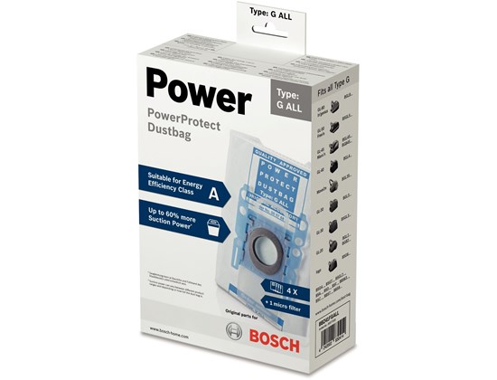 BOSCH Vrećice za usisivačeType G ALL; filtrira 99,9 %Do 60% veća snaga usisa; 4 vrećice