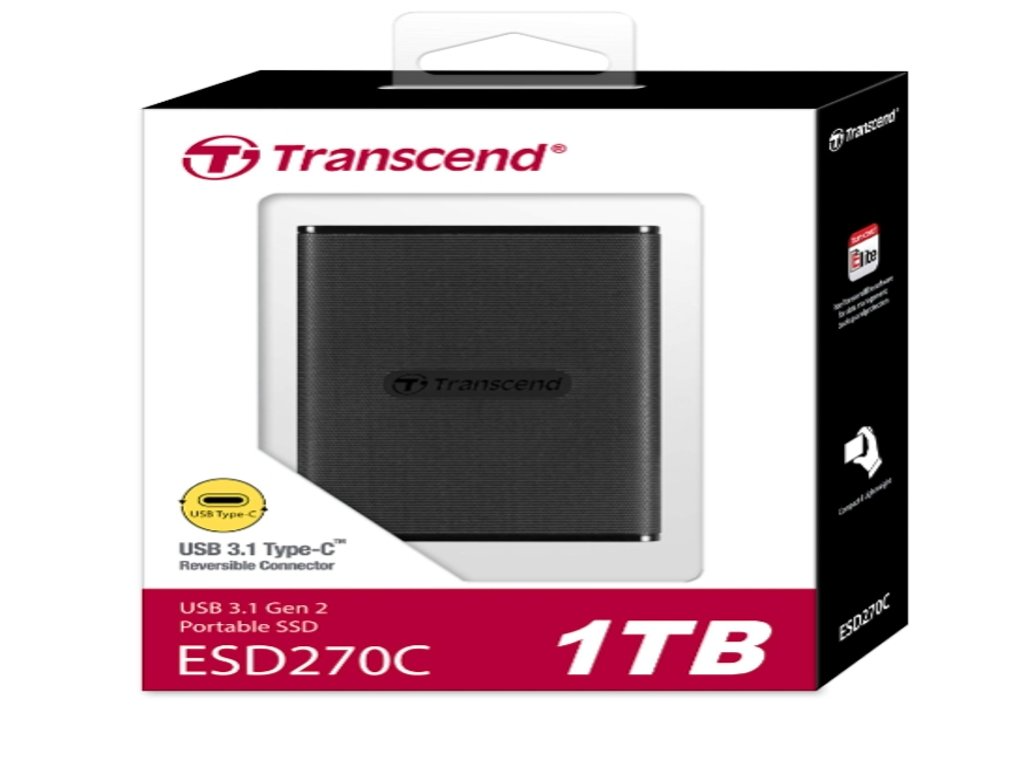 Transcend SSD 1TB PortableESD270C,Type C,USB 3.1,Black