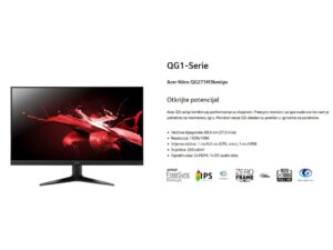 Acer 27" Nitro QG1 (QG271M3) ZERO FRAME 180Hz gaming monitor FHD