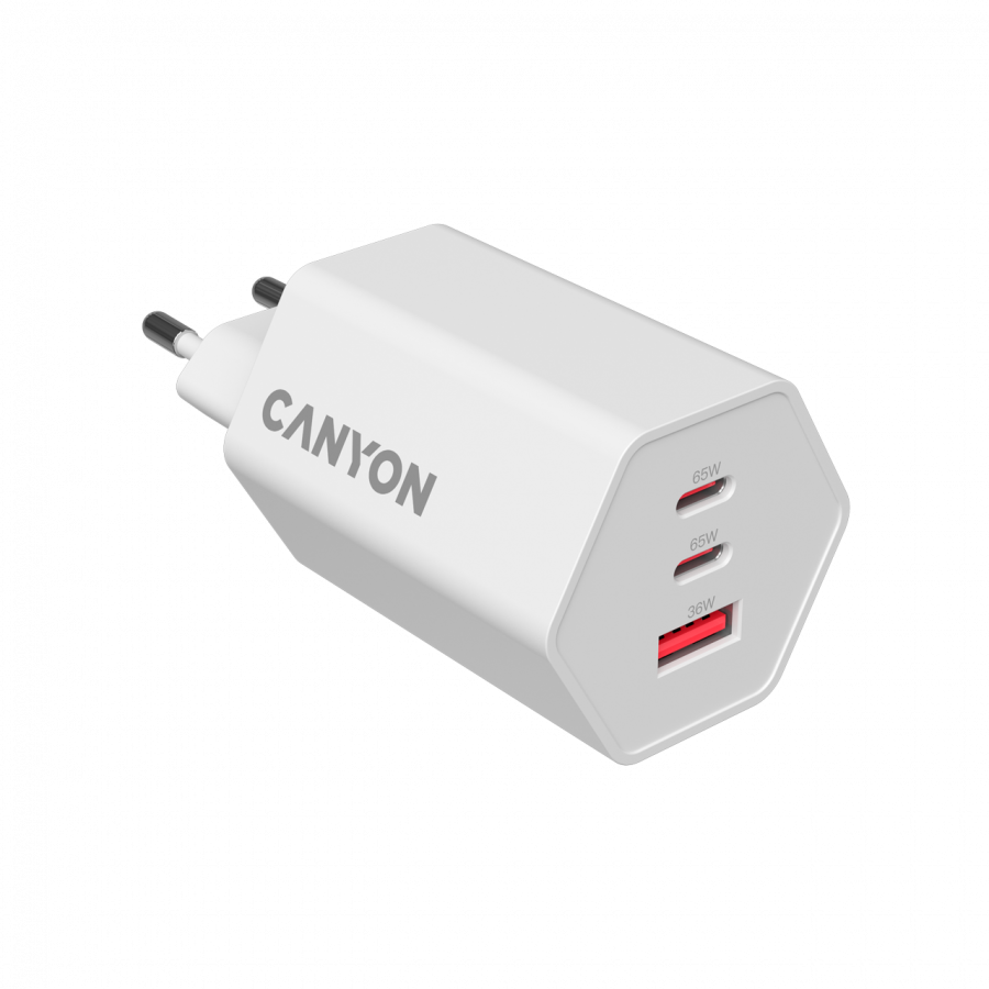 CANYON charger HEXAGON 65 GaN 65W 2xPD 1xQC EU
