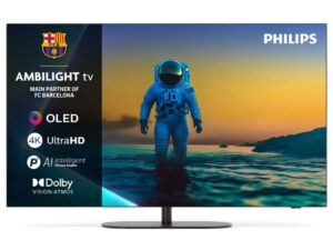 Philips 65''OLED820 4K Google; Ambilight s 3 strane; panel 120Hz; P5 AI pocesor (4 jezgre); Dolby Vision; Perfect Natural Motion; Micro Dimming Perfec; CalMAN; HDR10+; HDMI 2.1; memorija 16GB; zvuk RMS 70W; metalni okvir; M 24
